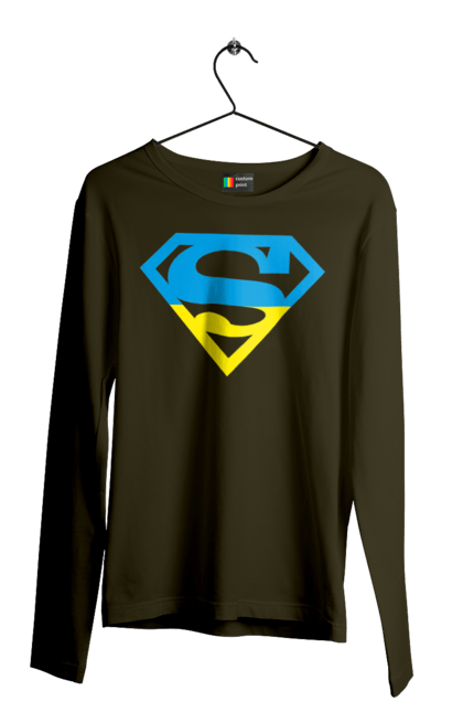 Чоловічий лонгслів з принтом "Україна супер". Символіка, супер, україна. 2070702