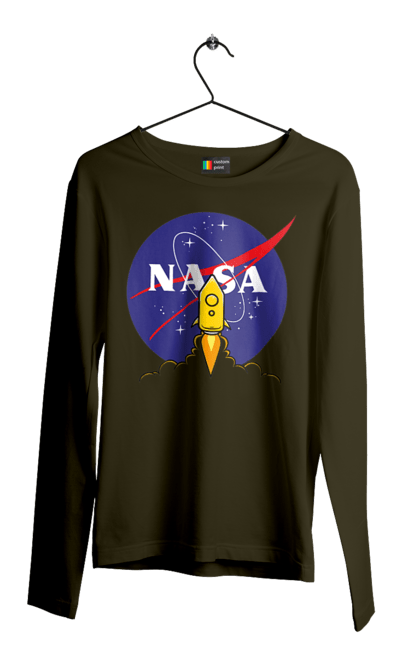 Men's longsleeve with prints NASA. Aeronautics, astronautics, aviation, nasa, research, rocket, science, space, technologies, usa. 2070702