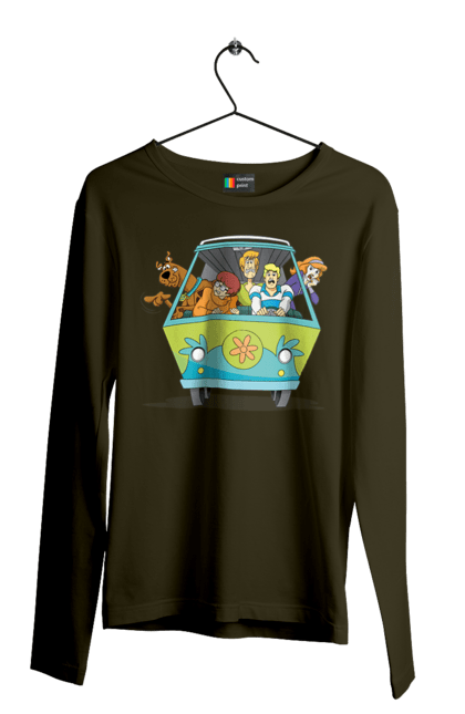 Чоловічий лонгслів з принтом "Скубі Ду, Машина". Авто, мультик, скубі ду, собака. 2070702