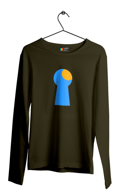 Men`s longsleeve with prints Замочная скважина. Castle, cleft, door, interest, key, light through, open the door, well. 2070702