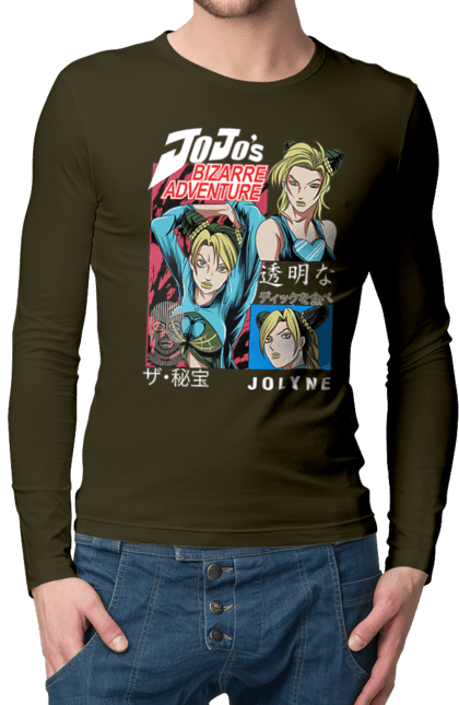 Men's longsleeve with prints JOJO Jolyne Cujoh. Anime, jojo, jojo`s bizarre adventure, jojo’s bizarre adventure, jolyne cujoh, manga. 2070702