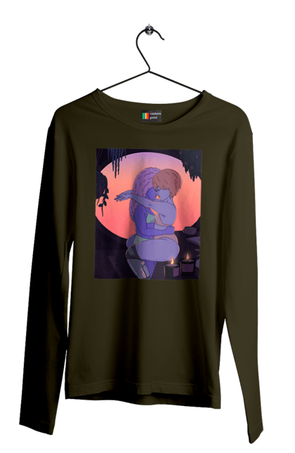 Чоловічий лонгслів з принтом "Фіолетові Дівчата Обіймаються". Захід, обійми. 2070702