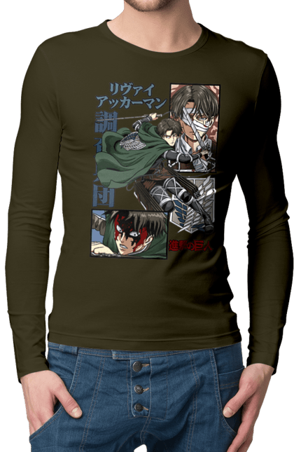 Men's longsleeve with prints Attack on Titan Levi. Ackerman, anime, attack on titan, levi, manga, shingeki no kyojin, survey corps. 2070702