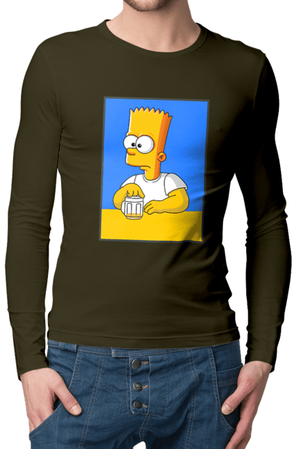Чоловічий лонгслів з принтом "Барт любитель пива". Барт, барт сімпсон, мультперсонажі, мультфільми, сімпсони, український прапор. 2070702