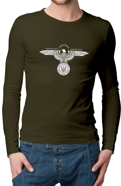 Чоловічий лонгслів з принтом "Орел і Тризуб". Герб, герб україни, орел, патріотичне, україна, українська символіка, українське. 2070702