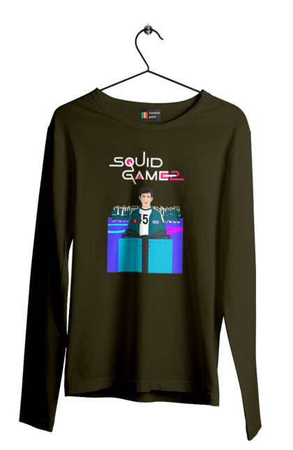 Чоловічий лонгслів з принтом "Гра в кальмара Сон Гі Хун". 456, netflix, seong gi-hun, squid game, гра в кальмара, гравець 456, нетфлікс, серіал, сон гі хун. 2070702
