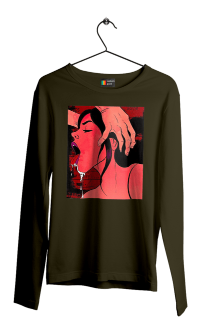 Чоловічий лонгслів з принтом "Дівчина Смокче Зі Слиною". Секс, смоктати. 2070702