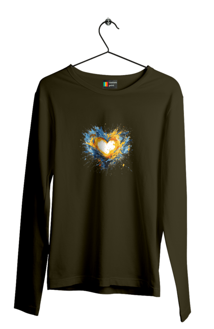 Men`s longsleeve with prints Patriot heart. Heart, patriotic, ukraine, ukrainian, ukrainian flag. 2070702