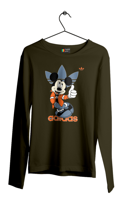 Чоловічій лонгслів з принтом "Adidas Міккі Маус". Adidas, mickey mouse, адідас, дісней, міккі, міккі маус, мультфільм. 2070702