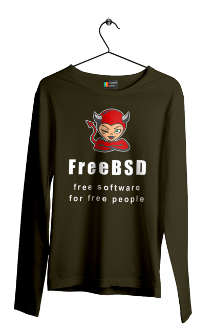 Чоловічий лонгслів з принтом "Freebsd Для Вільних". Bsd, freebsd, unix, адміністратор, айті, айтішник, безкоштовна, безкоштовно, бестія, білий, вільна, демон, демонесса, доступність, незалежність, операційна система, ос, програміст, програмне забезпечення, свобода, сисадмін, система, системний адміністратор, софт, текст, червоний. 2070702