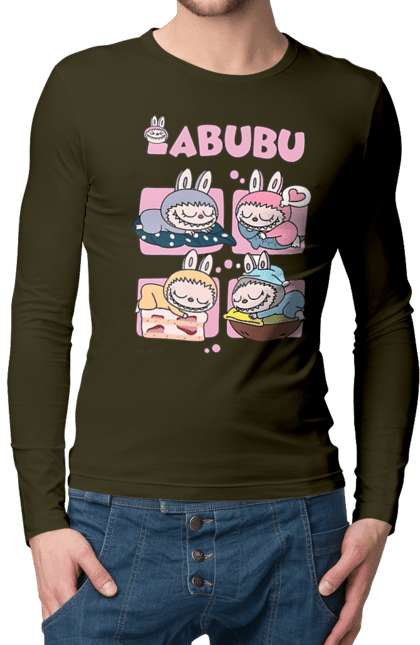 Чоловічий лонгслів з принтом "Сон Labubu". Labubu, weird cute, іграшки, лабубу. 2070702