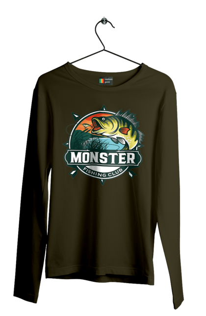 Чоловічий лонгслів з принтом "Рибальський клуб". Відпочинок, рибак, рибальський клуб, хоббі. 2070702