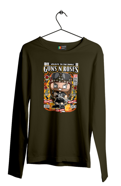 Чоловічій лонгслів з принтом "Axl Rose (Guns N’ Roses)". Guns n` roses, ексл роуз, метал, рок. Funkotee