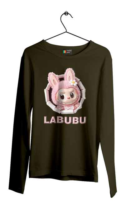 Чоловічий лонгслів з принтом "Лабубу". Іграшка лабубу, лабубу, лабубу кока кола, мерч лабубу, мила, рожева лабубу, смішна лабубу. 2070702