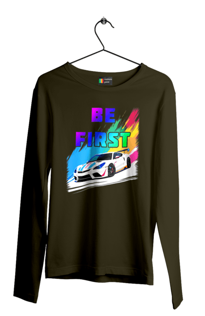 Чоловічий лонгслів з принтом "Гонка". Автомобільний, гонка, спортивна машина, спортивний автомобіль. 2070702