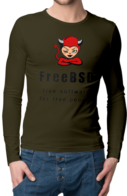 Чоловічий лонгслів з принтом "Freebsd Для Вільних". Bsd, freebsd, unix, адміністратор, айті, айтішник, безкоштовна, безкоштовно, бестія, вільна, демон, демонесса, доступність, незалежність, операційна система, ос, програміст, програмне забезпечення, свобода, сисадмін, система, системний адміністратор, софт, текст, червоний, чорний. 2070702