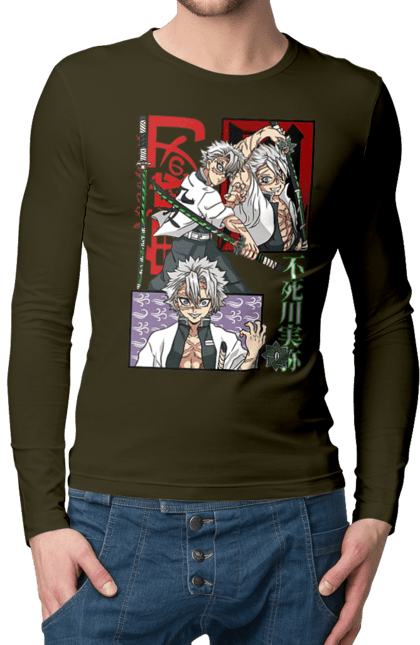 Men's longsleeve with prints Demon Slayer Sanemi. Anime, demon slayer, kimetsu no yaiba, manga, sanemi, sanemi shinazugawa, serial. 2070702