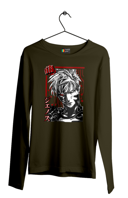 Men's longsleeve with prints One Punch Man Genos. Anime, comedy, cyborg, demon, demon cyborg, genos, manga, one punch man, parody, superheroes. 2070702