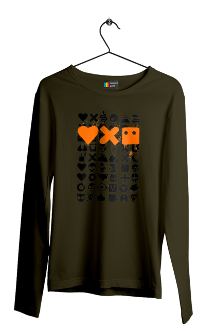 Мужской лонгслив с принтом Роботизация. Robot, жизнь роботов, код, код машин, любовь машин, любовь роботов, роботизированная любовь, роботы в жизни, роботы и любовь. 2070702