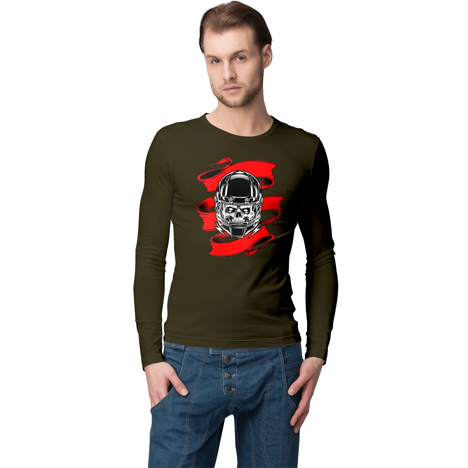 Skull in a motorcycle helmet