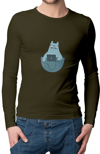 Чоловічий лонгслів з принтом "Кіт програміст". Angular, c, css, html, it, javascript, jquery, php, python, react, svelt, vue, айтишник, айті, гумор, код, кодувати, прогер, програміст, програмісти, ти ж, ти ж програміст, тиж програміст. 2070702