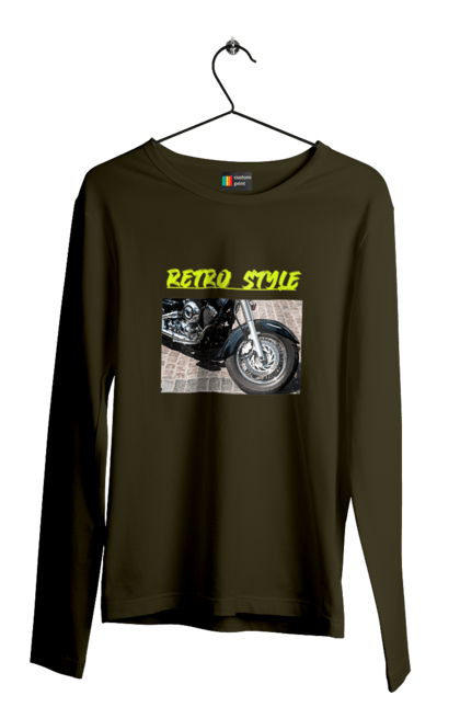 Чоловічий лонгслів з принтом "Мото2". Байк, дорога, мотоцикл, ретро, стиль, швидкість. 2070702
