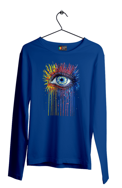Men`s longsleeve with prints Colorful Flowing Eye. Eye, paints. 2070702