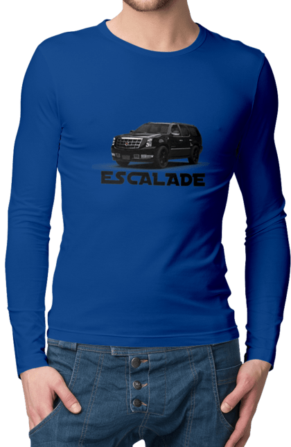 Чоловічий лонгслів з принтом "Каділак". Автомобіль, бізнес клас, джип, ескалада, каділак, машина, позашляховик. 2070702