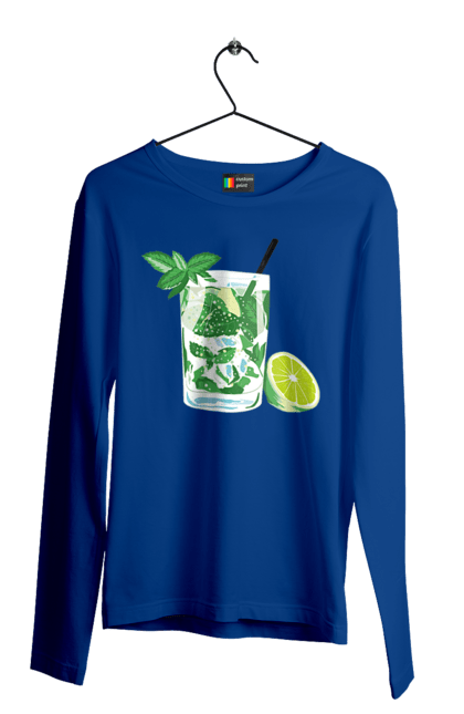 Мужской лонгслив с принтом Напиток Мохито И Лимон. Лимон, мохито, напиток. 2070702