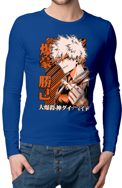 Чоловічій лонгслів з принтом "Моя академія героїв Бакуго". Bakugo, katsuki, katsuki bakugo, my hero academia, академія юей, аніме, бакуго, кацукі бакуго, манга, моя геройська академія. 2070702