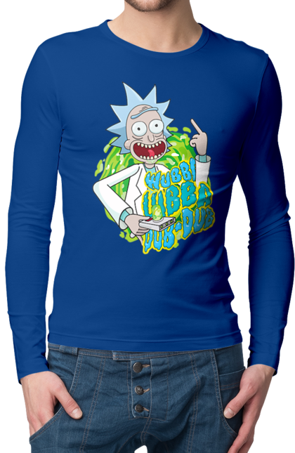 Чоловічій лонгслів з принтом "Рік та Морті". Rick and morty, мультфільм, наукова фантастика, пригоди, рік, рік і морті, трагікомедія, чорний гумор. 2070702