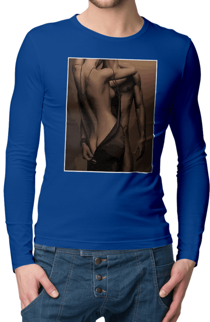 Men`s longsleeve with prints Intrigue. Delight, intrigue, love, man and woman, reciprocity, sex. 2070702