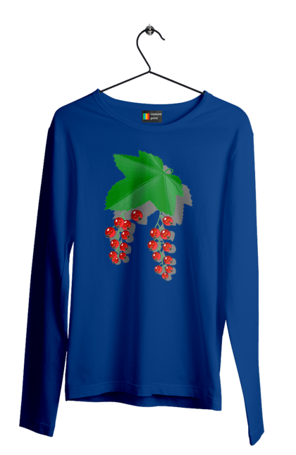 Men`s longsleeve with prints Red Currants. Berries, berry, currant, delicacy, food, harvest, leaves, mature, red, red currant, ripe, summer, tasty. 2070702