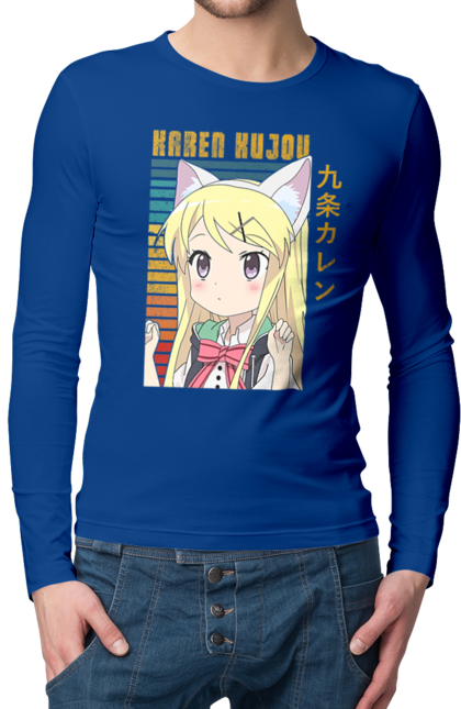 Men's longsleeve with prints Kiniro Mosaic Karen Kujo. Anime, gold mosaic, karen, karen kujo, kiniro mosaic, kinmoza, manga. 2070702