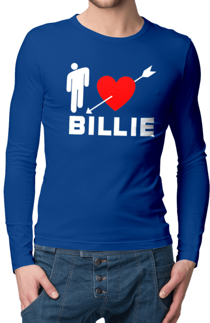 Чоловічий лонгслів з принтом "Біллі Айліш". Біллі айліш, логотип біллі айліш, принт біллі айліш, співачка біллі айліш. 2070702
