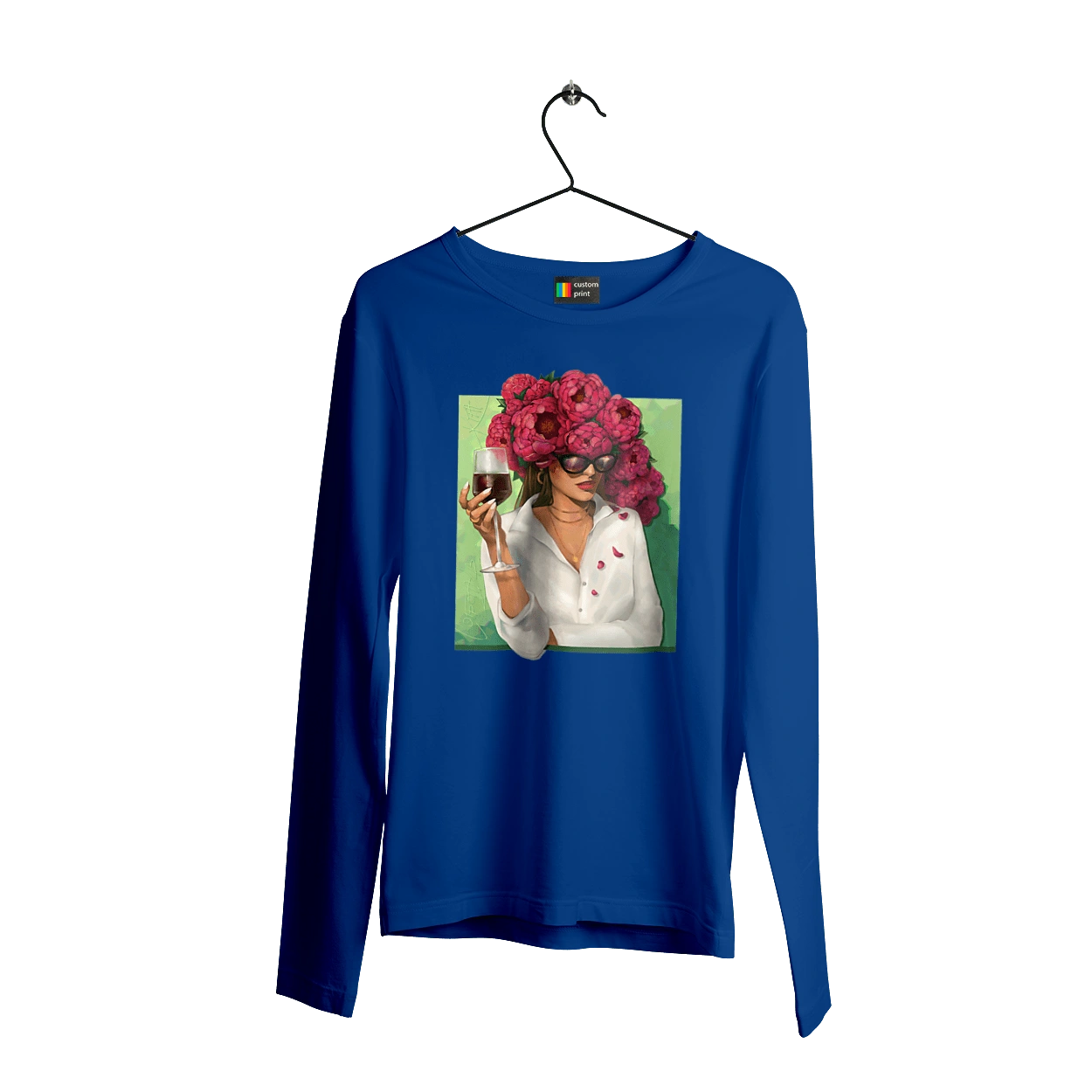 Girl with peonies and a glass