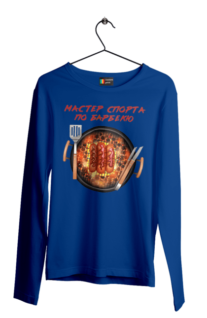 Men`s longsleeve with prints Master Of Sports On Barbecue. B-b-q, master of sport, picnic, sausages. 2070702