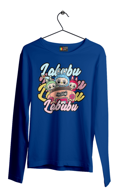 Чоловічий лонгслів з принтом "Лабубу". Іграшка лабубу, лабубу, лабубу кока кола, мерч лабубу, мила, рожева лабубу, смішна лабубу. 2070702