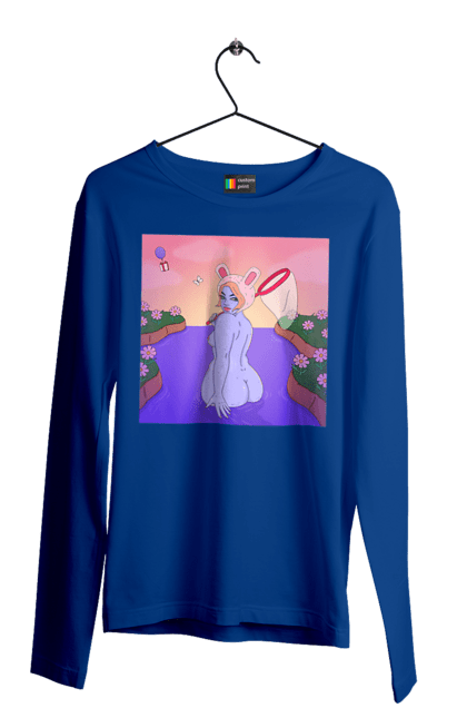 Men`s longsleeve with prints Purple Girl On The Hunt. Girl, naked, net. 2070702
