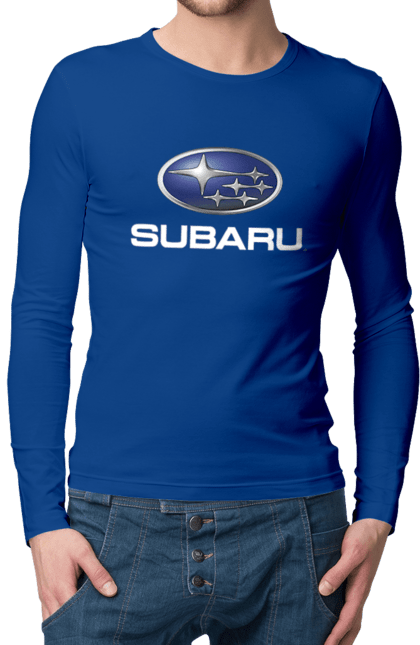Чоловічий лонгслів з принтом "Subaru". Авто, логотип, субару. 2070702