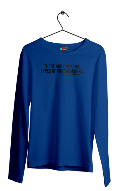 Men`s longsleeve with prints Two types of programmers. Freelancer, joke it, poppy address, program, programmer, programmers are joking, so-called, technical task, two programmers. 2070702
