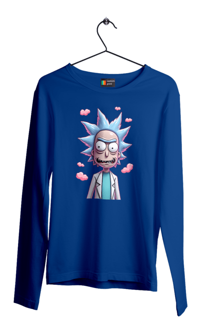 Men's longsleeve with prints Rick and Morty. Adventures, black humor, cartoon, rick, rick and morty, sci-fi, tragicomedy. 2070702