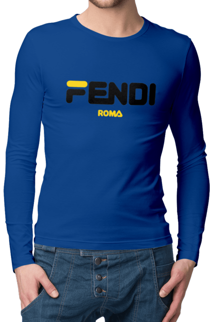 Мужской лонгслив с принтом Fendi. Fendi, lvmh, бренд, дом моды, италия, люкс, мода, одежда, сумка, фенди. 2070702