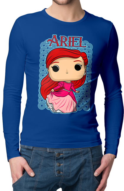 Мужской лонгслив с принтом Ариэль. Ariel, little mermaid, ариэль, принцесса, русалочка, сказка. 2070702