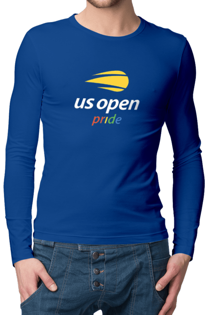 Чоловічий лонгслів з принтом "Тенісний турнір US Open pride". Великий теніс, відкритий чемпіонат, гравці, м`яч, нью йорк, призовий фонд, ракетка, спонсор, хард, чемпіонат америки. 2070702