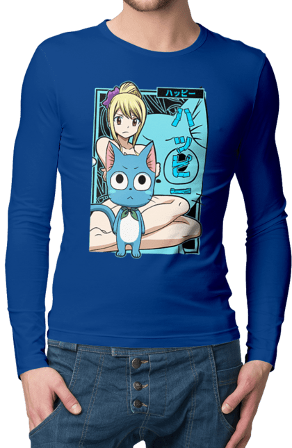 Чоловічій лонгслів з принтом "Хвіст Феї Люсі Хартфілія". Fairy tail, happy, lucy heartfilia, аніме, люсі, люсі хартфілія, манга, хвіст феї, хеппі. 2070702