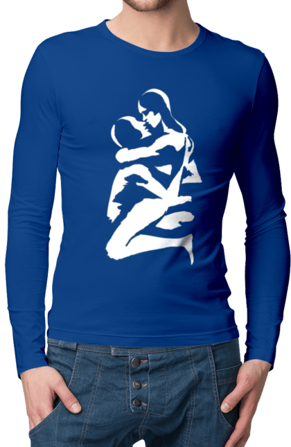 Чоловічий лонгслів з принтом "Білі Тіла". Жінка, контур, тіла, чоловік. 2070702