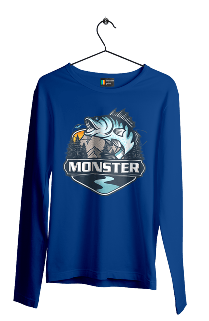 Чоловічий лонгслів з принтом "Рибалка". Монстер, рибак, рибалка, хоббі. 2070702