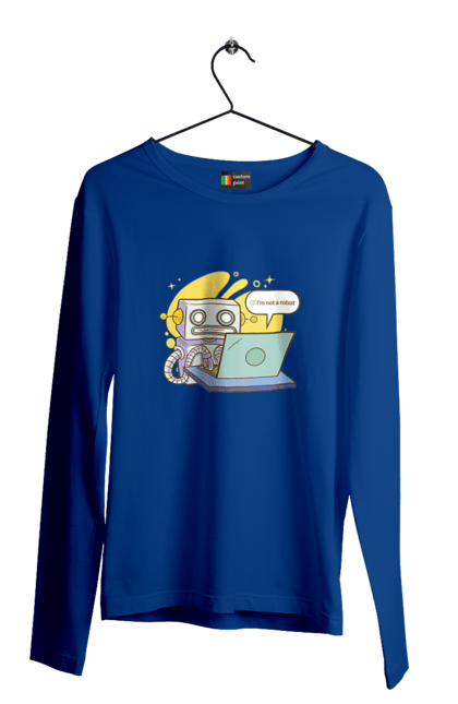 Чоловічий лонгслів з принтом "Я не робот Хакер зрозуміє 404 до дня програміста". 404, aws, backend, c++, cloud, css, frontend, golang, java, js, linux, python, script, web, ай ті, айті, айтішник, верстка, дата, код, компьютер, лаптоп, облако, ошибка, програміст, программа, программист, програмування, робот, хакер, язык. 2070702