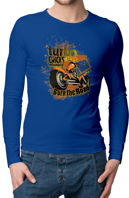 Men`s longsleeve with prints Turbo Moped. Moped, riding, speed. 2070702